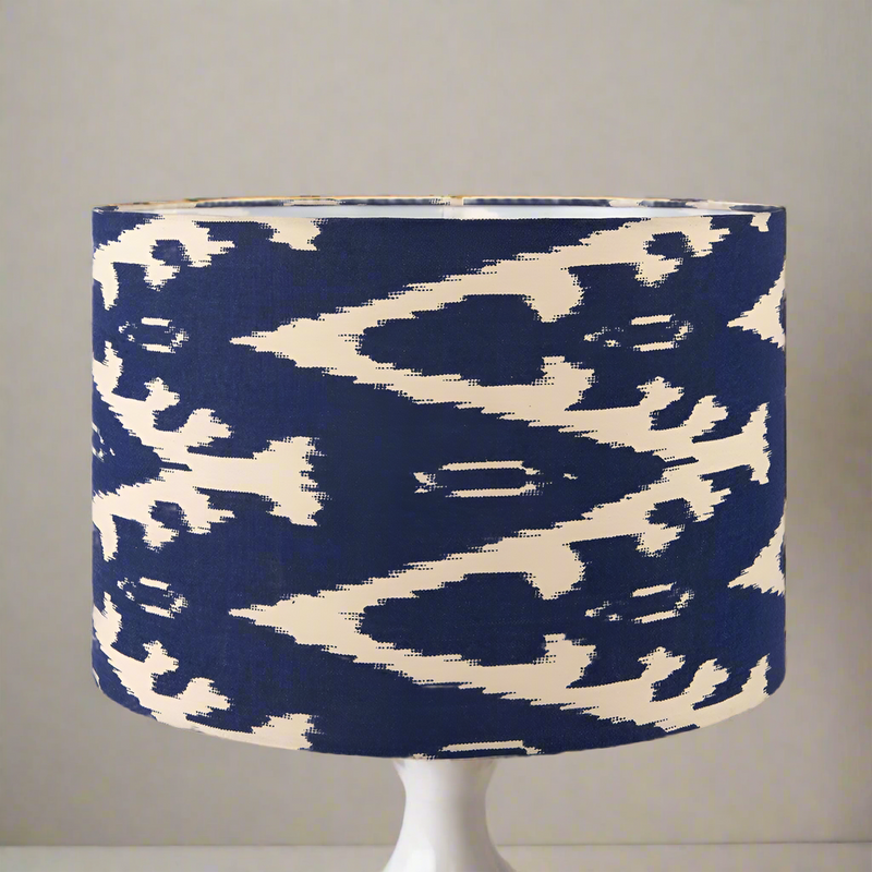 Blue Cotton Ikat Patterned Lamp / Pendant Shade - 40/35/30 cm