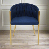 Blue Velvet Chair Gilt Base 70cm