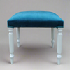 Blue Velvet Dressing Table Stool with White Legs 47cm