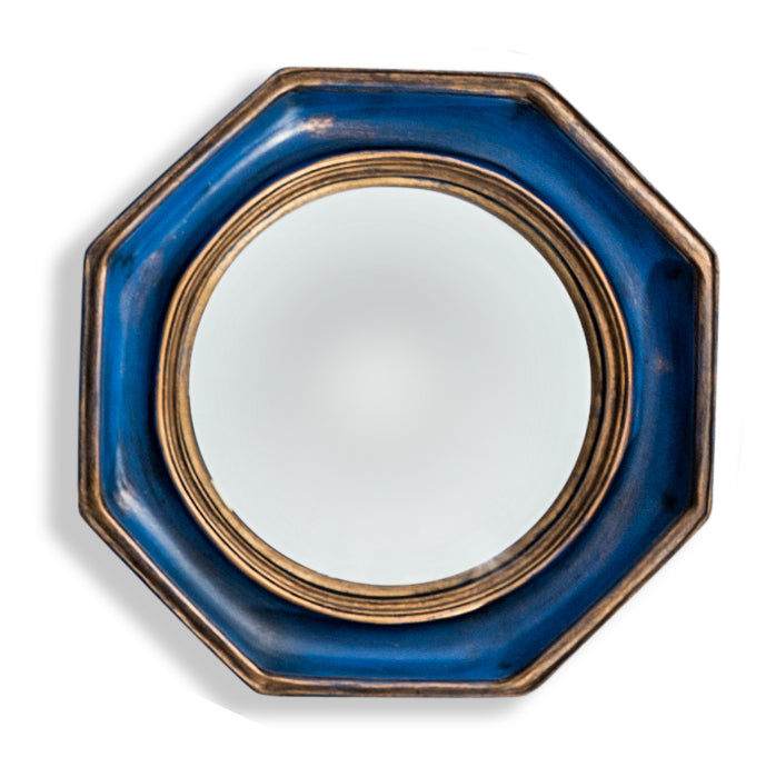 Blue &Gold Mini Octagonal Convex Mirror 25cm