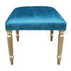 Blue Velvet Dressing Table Stool with Gold Legs