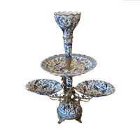 Blue & White Porcelain Tiered Centrepiece Stand