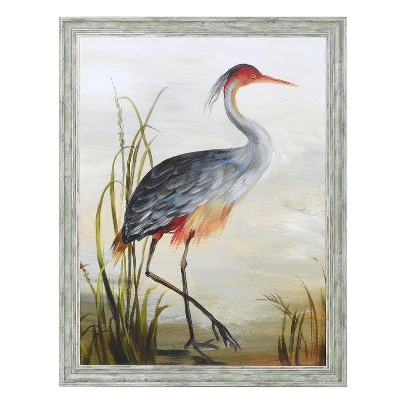 Blue & Red Heron Print 110 cm x 78 cm