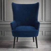 Blue Velvet Wingback Armchair