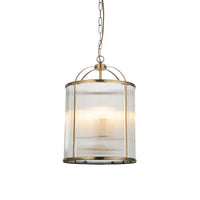 Brass metal lantern with ribbed glass, perfect hall or stair light. A classic shaped lantern unusually with ribbed glass which adds a muted effect to the light.