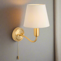 Brushed Gold Wall Light With Ivory Shade IP44 H: 24 cm