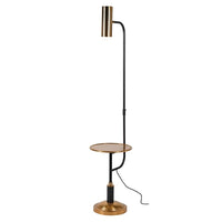 A stunning 6ft tall floor down light lamp with a beautiful bronze gold side table.&nbsp; This floor lamp makes a striking addition to any design led space with it's bronze gold and black iron finish.   H: 180 cm W: 43 cm D: 40 cm