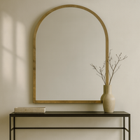Distressed Brass Metal Arched Wall Mirror 101 cm x 92 cm