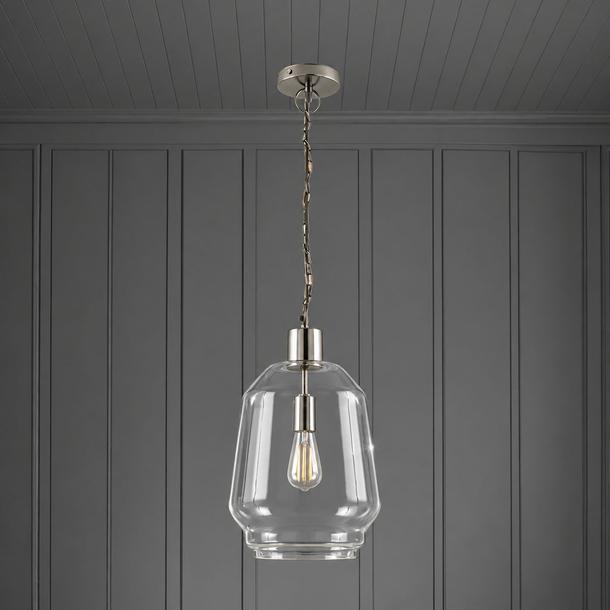 Black Nickel Clear Glass Pendant Light