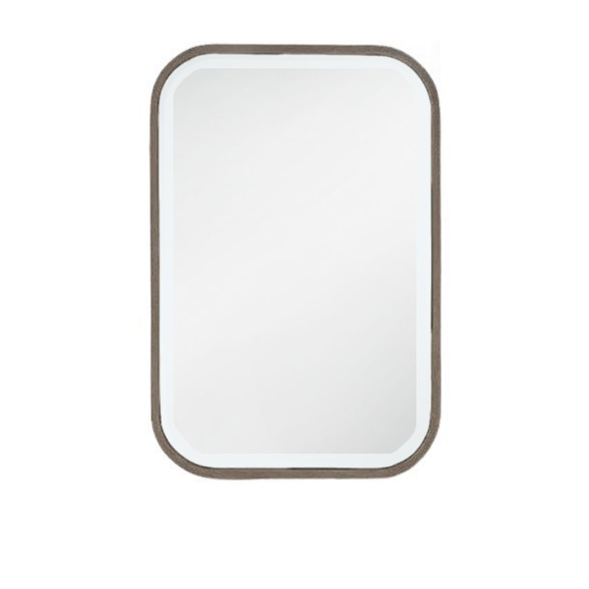 Bronzed metal wall mirror with curved corners ,perfect minimalist frame for optimum light reflection. Great bathroom mirror, the curved edges allow the mirror to be hung vertically or horizontally.