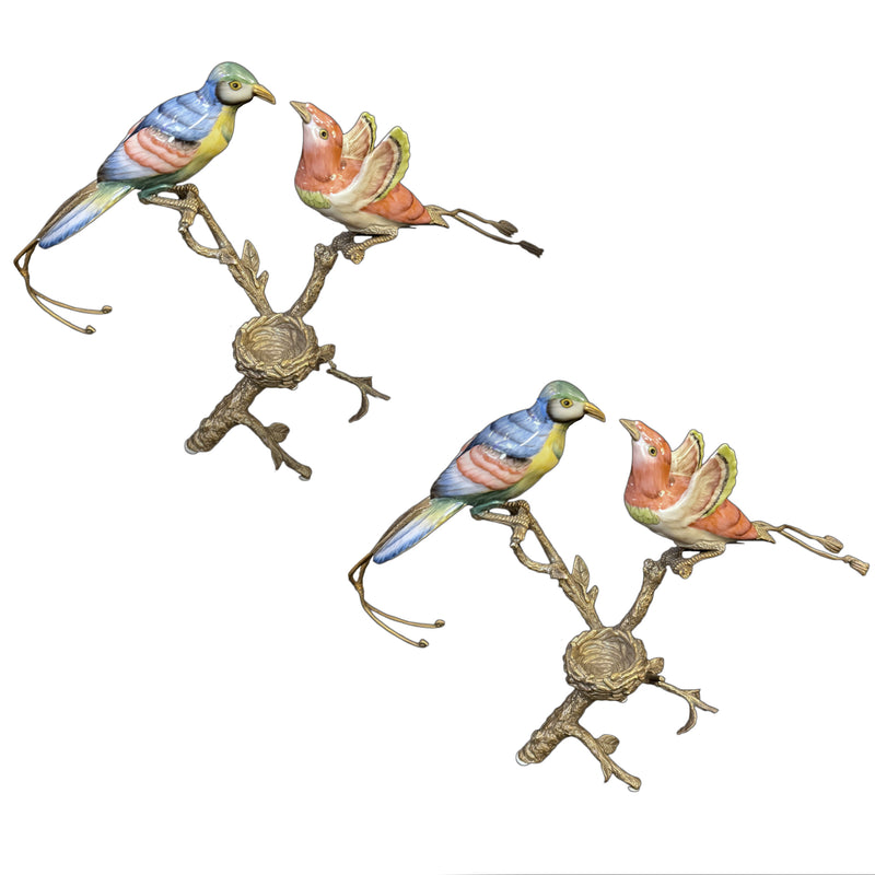  Porcelain & Bronze Bird Candle holder, a captivating blend of fine porcelain detailing and antique-style bronze craftsmanship. 