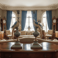 A pair of a colourful porcelain parrot candle holders with gilt bronze detailing. Crafted to exceptional quality, they add luxurious warmth and timeless charm to refined interiors