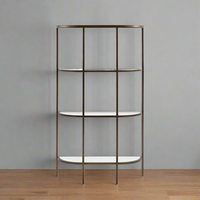 Bronze Metal & Glass Shelf Unit 175cm