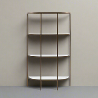 Bronze Metal & Glass Shelf Unit 175cm