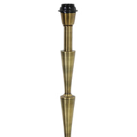 Tall bronze metal floor lamp with a tiered column design and brushed antique finish.