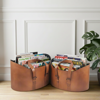 Brown Leather Storage Baskets