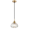 Brushed Brass & Ribbed Glass Pendant Light