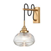 Brushed Brass & Ribbed Glass Wall Light H: 30 cm