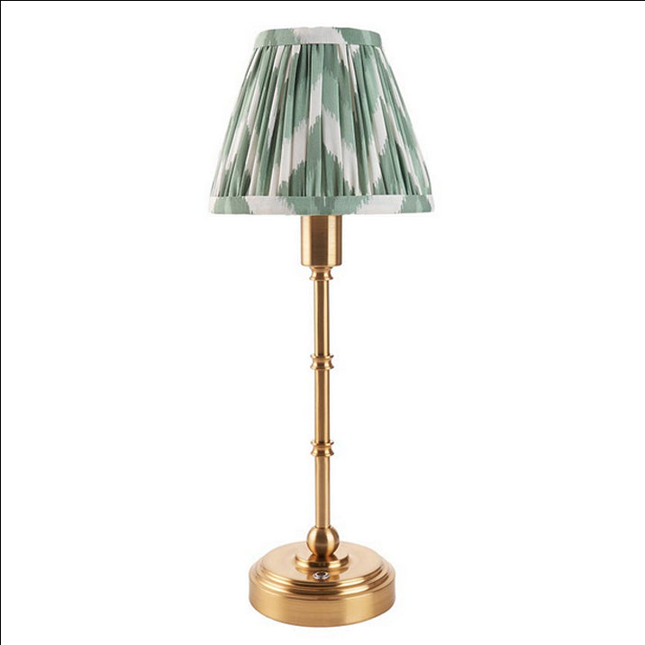 Brushed Gold Slim Rechargeable Touch Lamp With Chevron Pleated Shade - Mix & Match