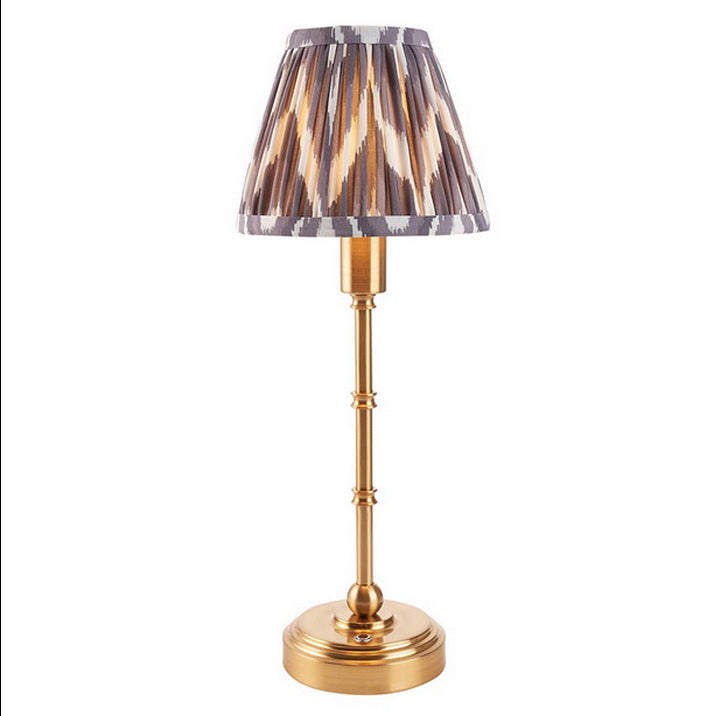 Brushed Gold Slim Rechargeable Touch Lamp With Chevron Pleated Shade - Mix & Match