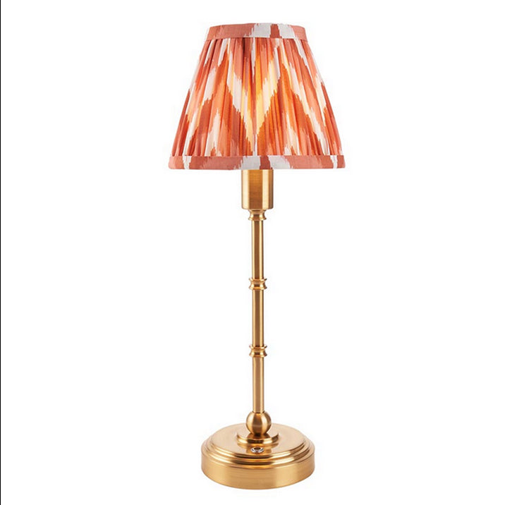 Brushed Gold Slim Rechargeable Touch Lamp With Chevron Pleated Shade - Mix & Match