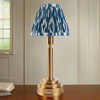 Brushed Gold Rechargeable Touch Lamp With Ikat Pleated Shade - Mix & Match