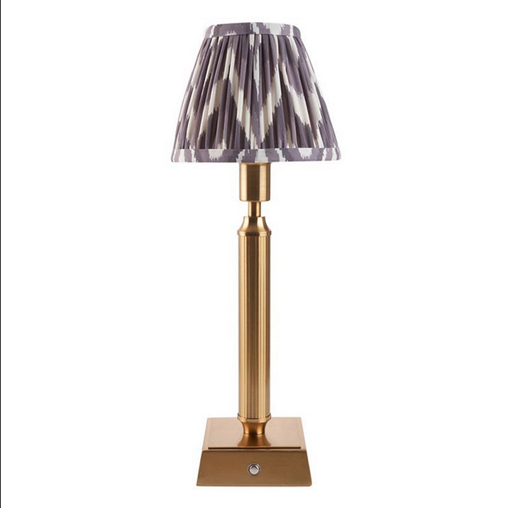 Brushed Gold Rechargeable Touch Lamp With Chevron Pleated Shade - Mix & Match