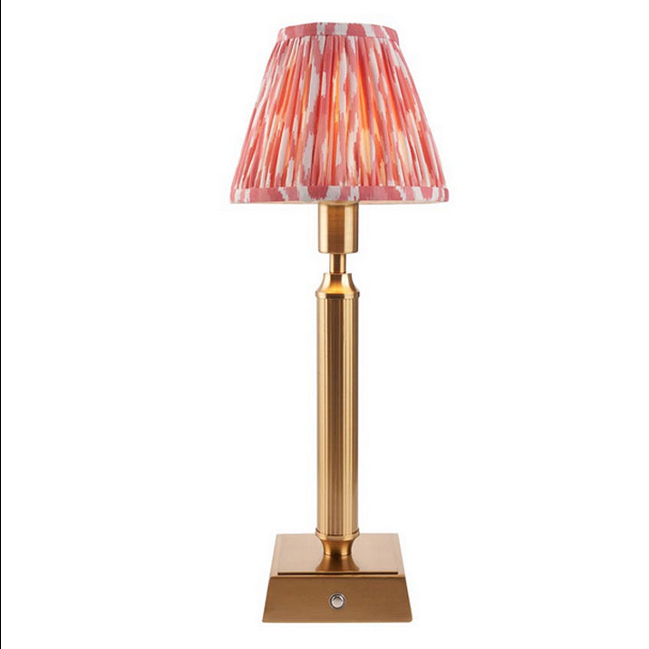 Brushed Gold Rechargeable Touch Lamp With Ikat Pleated Shade - Mix & Match