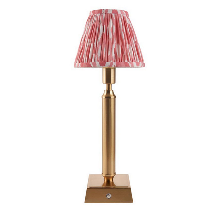 Brushed Gold Rechargeable Touch Lamp With Ikat Pleated Shade - Mix & Match