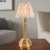 Brushed Gold Rechargeable Touch Lamp With Ikat Pleated Shade - Mix & Match