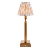 Brushed Gold Rechargeable Touch Lamp With Ikat Pleated Shade - Mix & Match