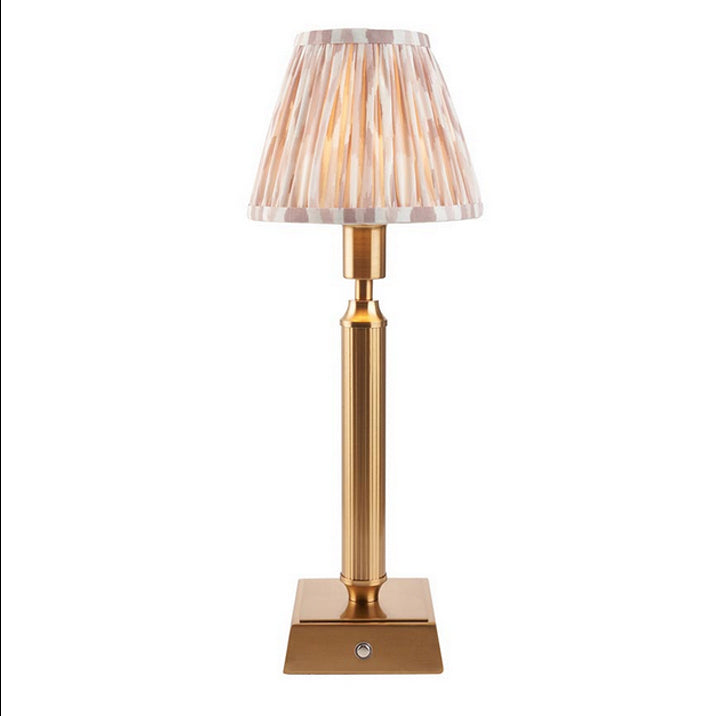 Brushed Gold Rechargeable Touch Lamp With Ikat Pleated Shade - Mix & Match