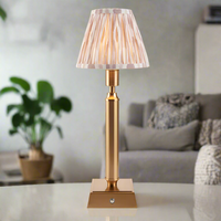 Brushed Gold Rechargeable Touch Lamp With Ikat Pleated Shade - Mix & Match