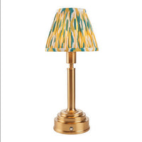 Brushed Gold Rechargeable Touch Lamp With Ikat Pleated Shade - Mix & Match