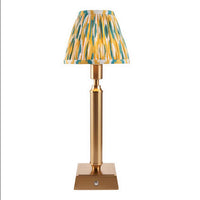 Brushed Gold Rechargeable Touch Lamp With Ikat Pleated Shade - Mix & Match