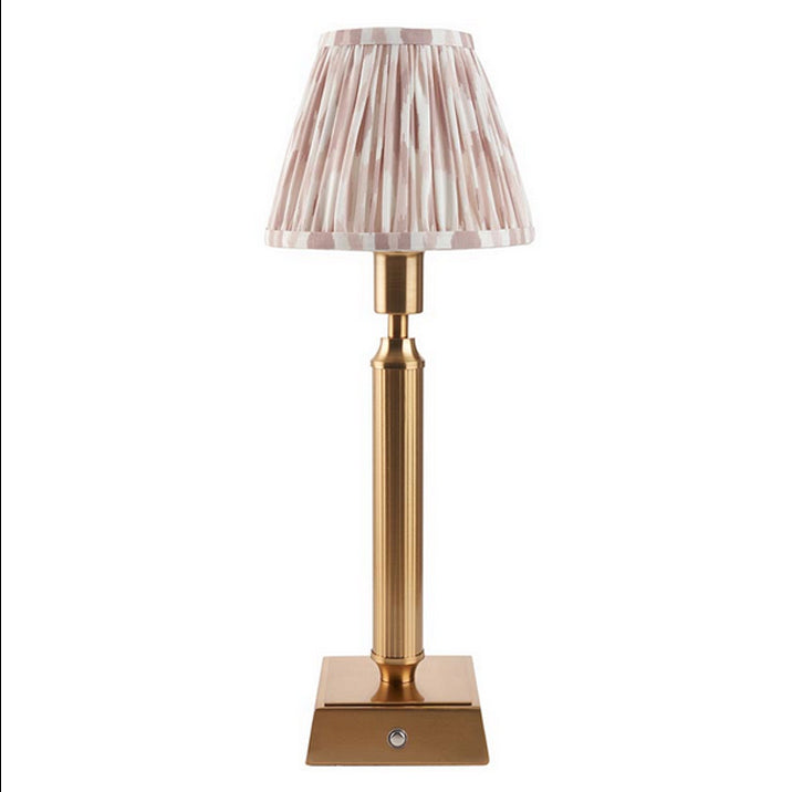 Brushed Gold Rechargeable Touch Lamp With Ikat Pleated Shade - Mix & Match