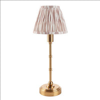 Brushed Gold Slim Rechargeable Touch Lamp With Ikat Pleated Shade - Mix & Match