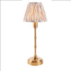 Brushed Gold Slim Rechargeable Touch Lamp With Ikat Pleated Shade - Mix & Match