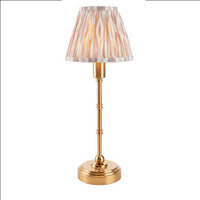 Brushed Gold Slim Rechargeable Touch Lamp With Ikat Pleated Shade - Mix & Match