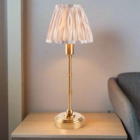 Brushed Gold Slim Rechargeable Touch Lamp With Ikat Pleated Shade - Mix & Match