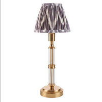 Brushed Gold & Glass Rechargeable Touch Lamp With Chevron Pleated Shade - Mix & Match