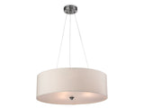Brushed Steel Pendant with Cream Shade - 47cm