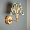 Brushed Gold Rechargeable Touch Wall Lamp With Chevron Pleated Shade - Mix & Match
