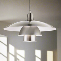 Brushed Steel Metal Tiered Pendant 40 cm