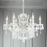 Crystal Chandelier 6 Arm White Shallow - 64 cm