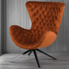 Orange Velvet Buttoned Chair