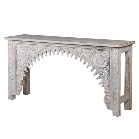 White Console Carved Console 100 cm