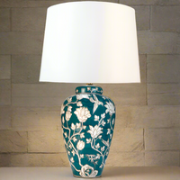 Green and White Ceramic Lamp 71 cm