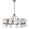 Massive, opaque globe chandelier, 24 globes set around a brushed gold frame, an absolute statement in any room. Lighting is such a fundamental part of any room and this piece sets the tone for your entire home. A real statement chandelier, any home would benefit with the addition of this light to add a designer edge.