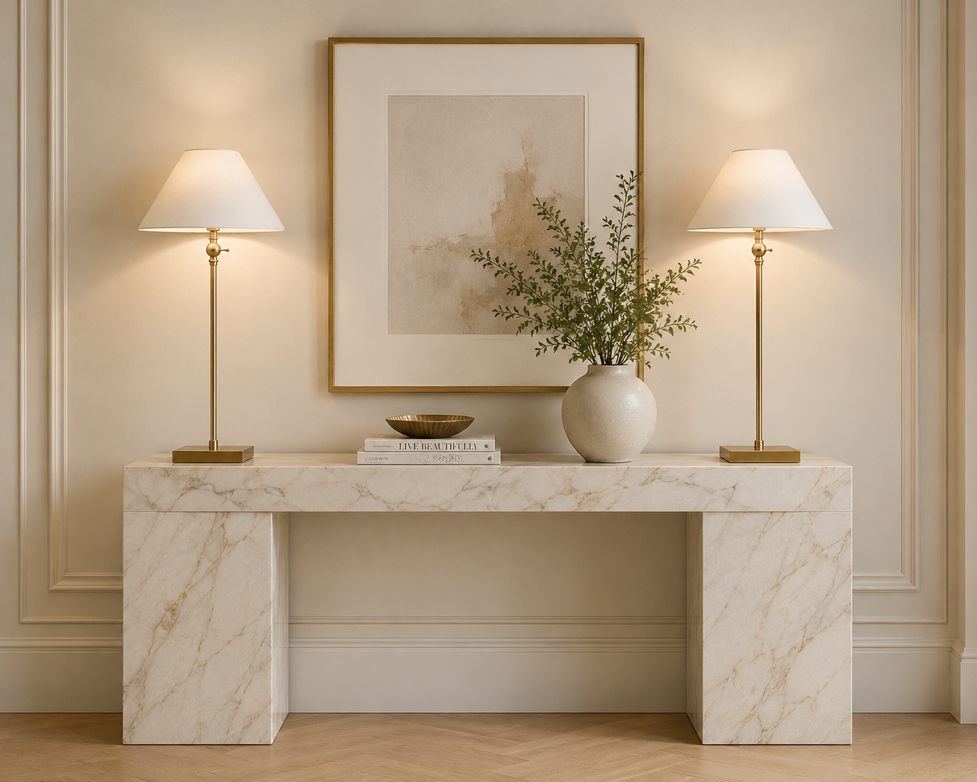 Slim Brass Lamp and Shade